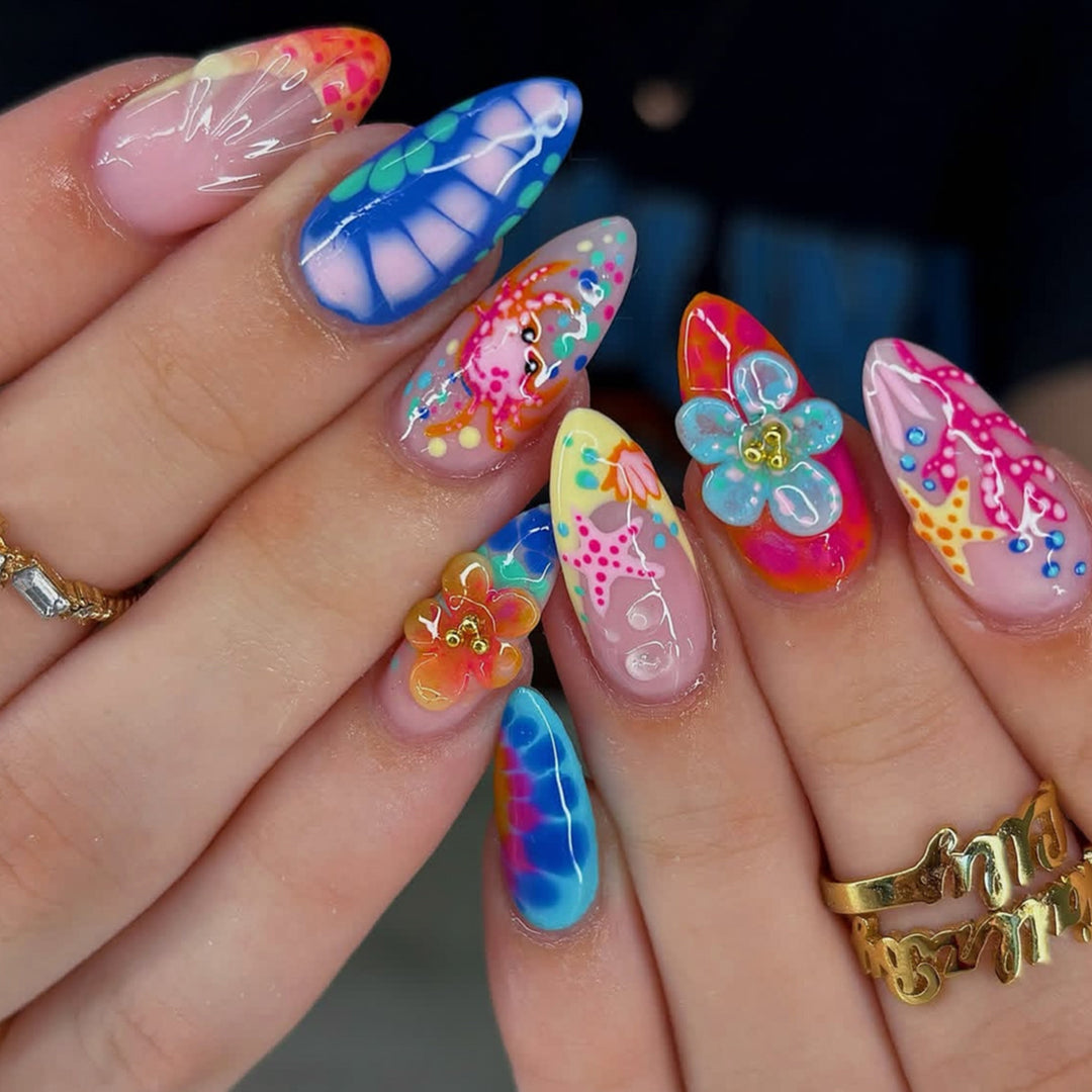 Bunte Künstlerische 3D Nagelkunst Verlängerungen Karnz