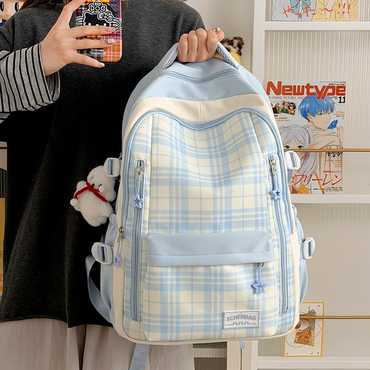 Stylische Karierte Muster Rucksack Karnz