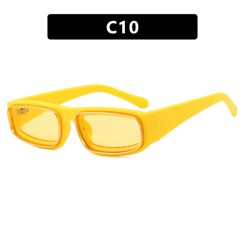 Damen trendige rechteckige Sonnenbrille mit elegantem Farbenspiel Karnz