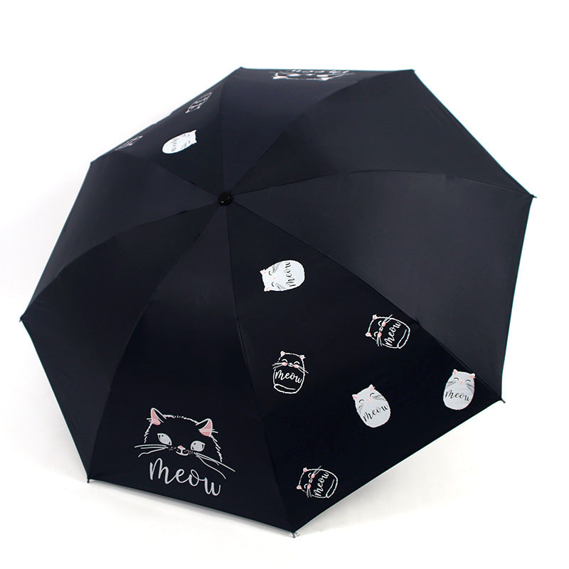 Damen Regenschirm mit verspieltem Katzenmotiv Karnz