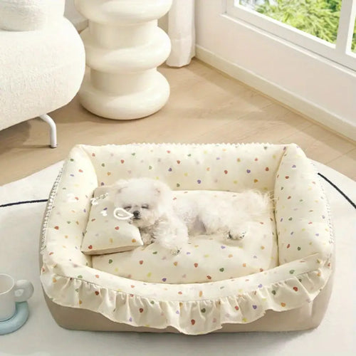 Premium Gemütliches Hundebett mit Rüschenkanten