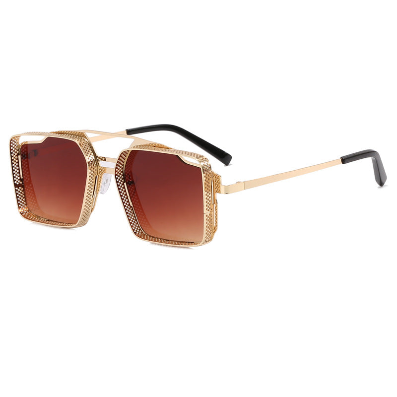 Damen quadratische Brille mit perforiertem, modernem Rahmen Karnz