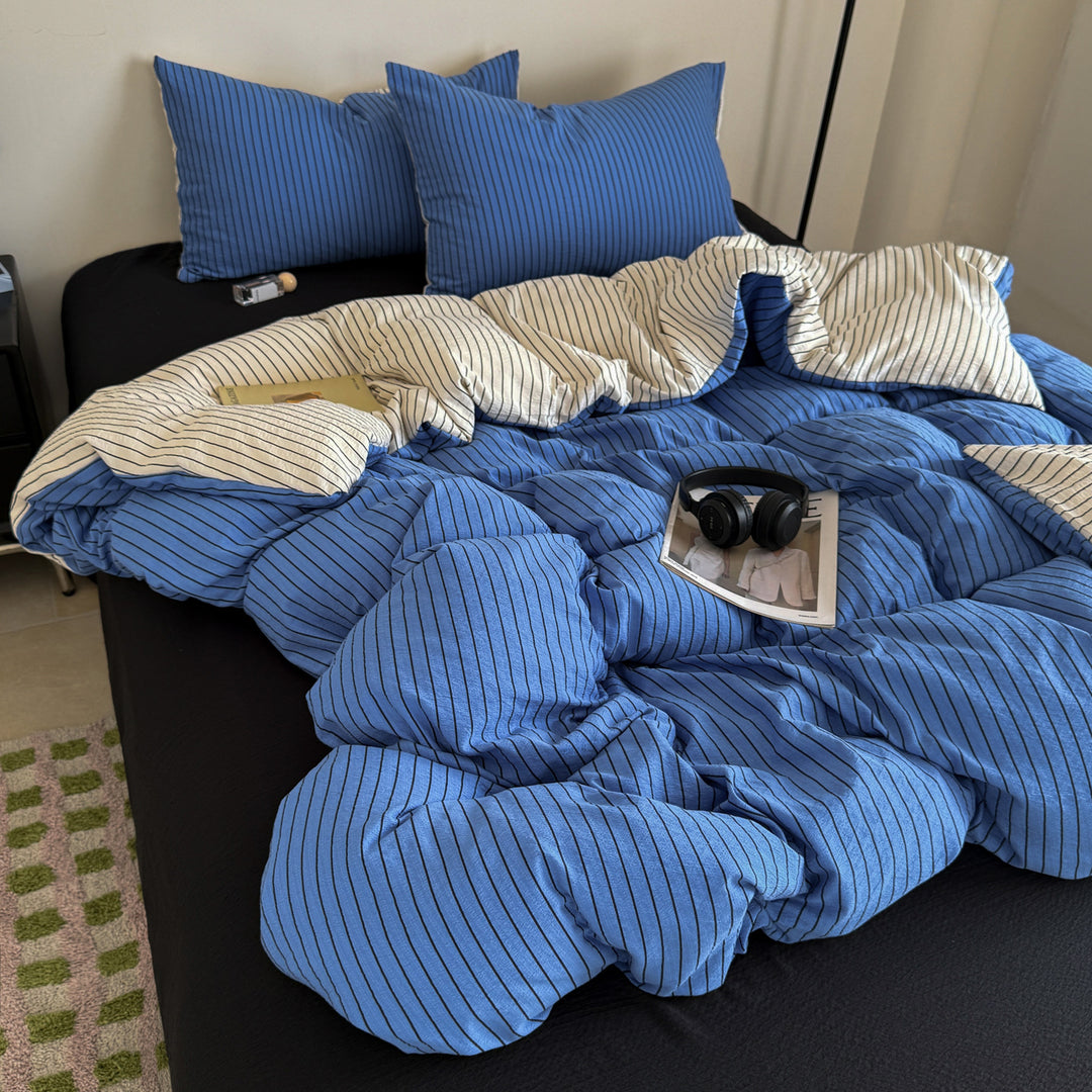Modern Gestreifter Bettbezug Set