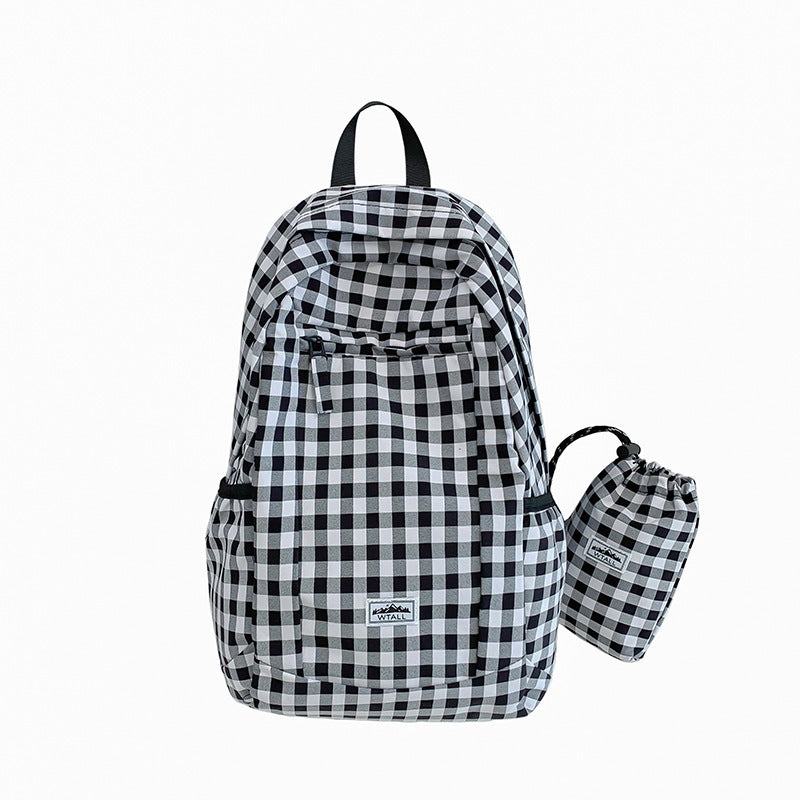 Stylischer Gingham-Muster Schulrucksack