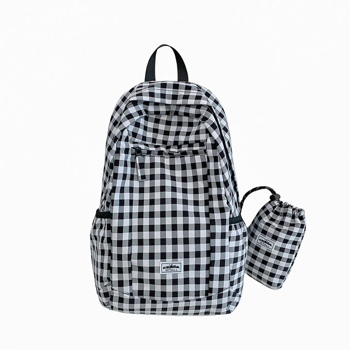 Stylischer Gingham-Muster Schulrucksack