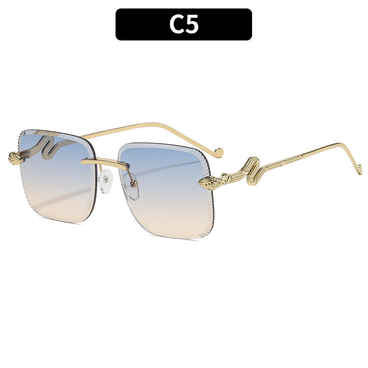 Modische quadratische Sonnenbrille mit Schlangenakzenten