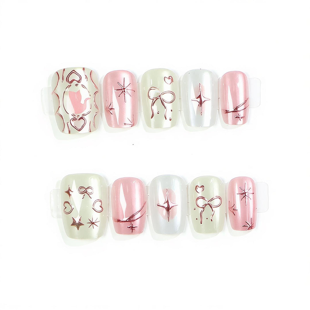 Dekoratives Press-On Nagelkunstset mit Glitzerakzenten Karnz
