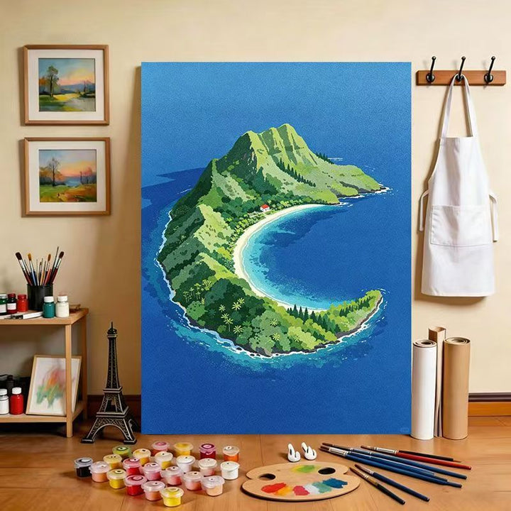 Tropische Insel Landschaft Leinwand Kunstdruck Karnz