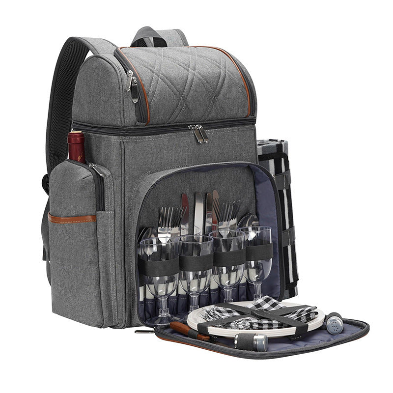 Picknick-Rucksack mit Umfangreichem Geschirrset Karnz