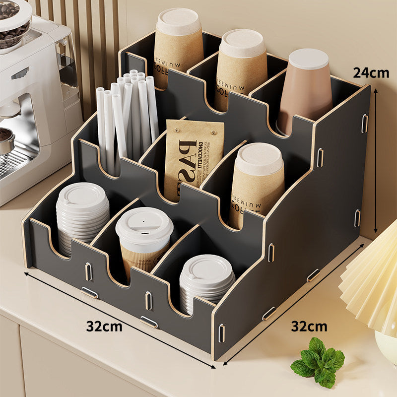 Modular gestufter Theken-Kaffetassen-Deckel und Strohhalm-Organizer