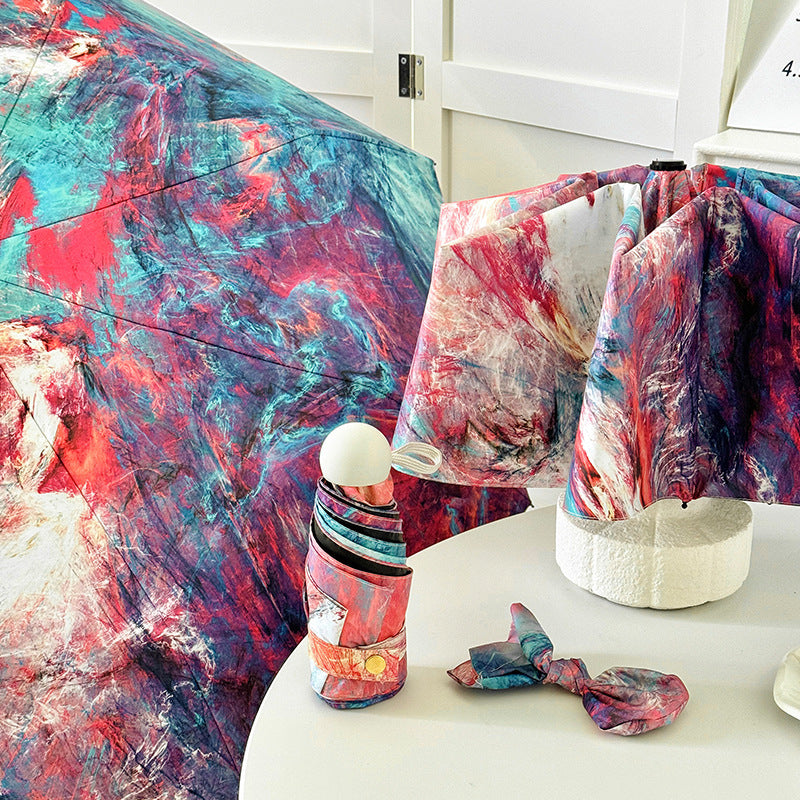 Damen Faltbarer Regenschirm mit kreativem Kunstdesign Karnz