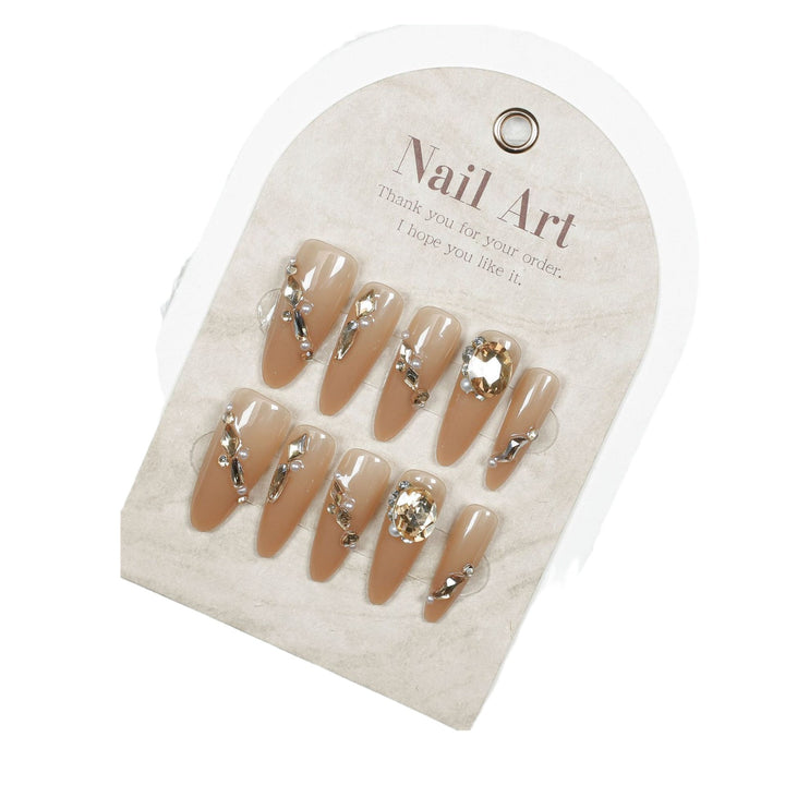 Luxuriöse mit Strass verzierte Press-On Nagelkunst Karnz