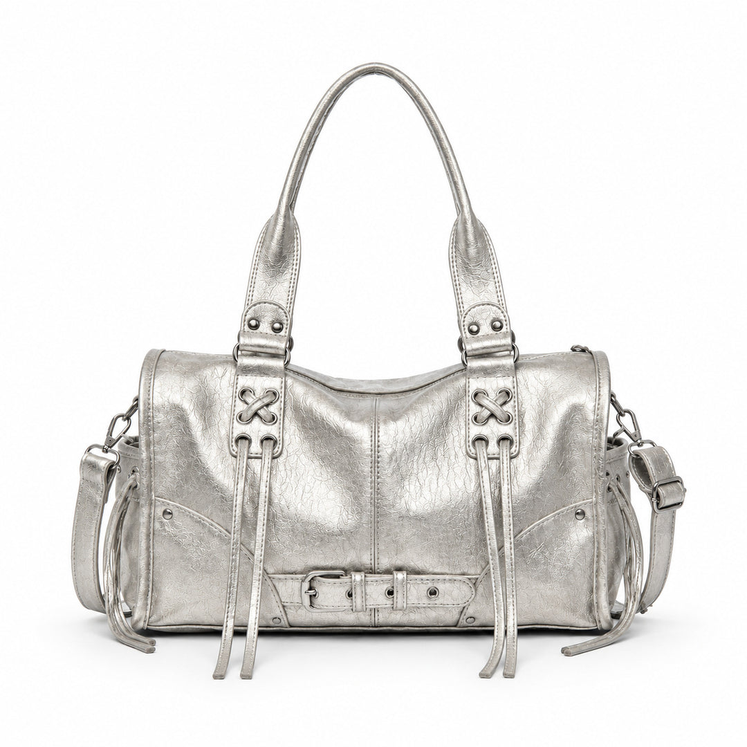 Elegante strukturierte Lederhandtasche