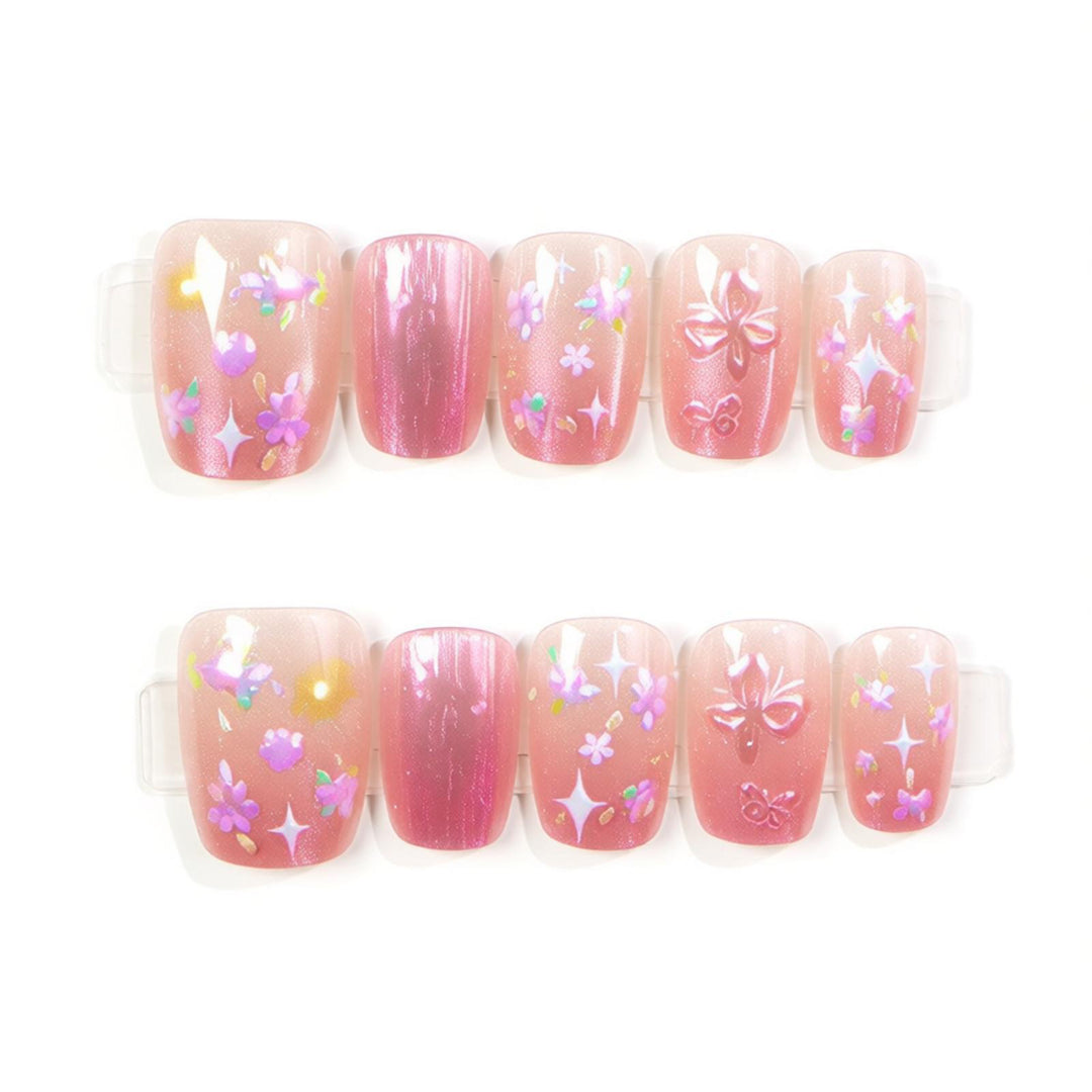 Künstlerisches floral-verziertes Press-On-Nagelset Karnz