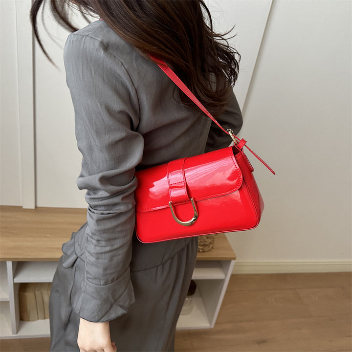 Elegante Patentanleder Schultertasche