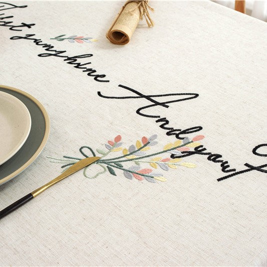 Bestickte Schrift Tischdecke
