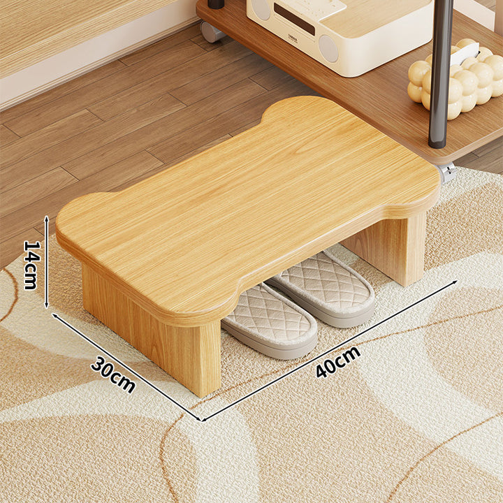 Niedrige Holzschuhbank mit Stauraum unter dem Sitz