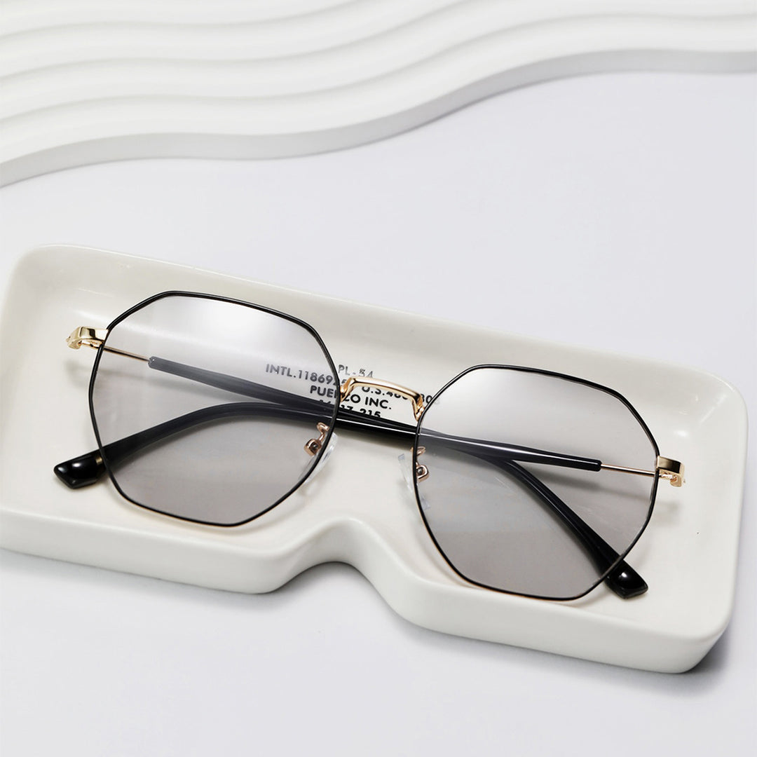 Damen modische achteckige Sonnenbrille mit trendigem Metallrahmen Karnz