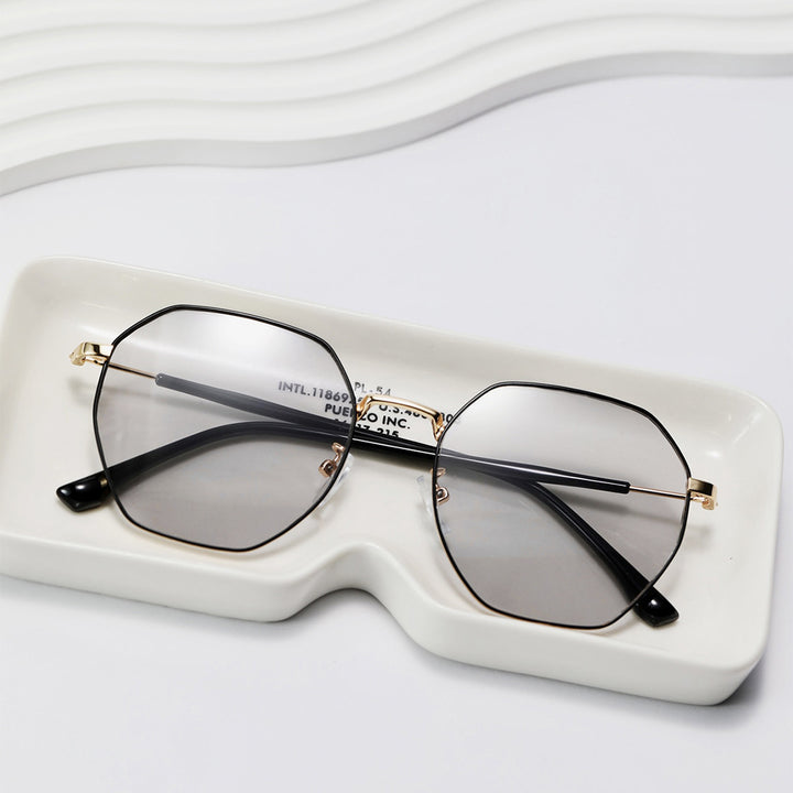 Damen modische achteckige Sonnenbrille mit trendigem Metallrahmen Karnz