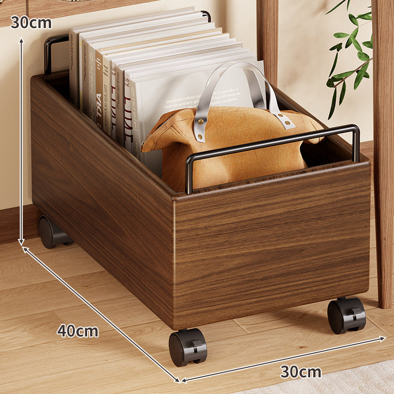 Rolling Woodgrain Aufbewahrungsbox mit Metallgriffen und verriegelbaren Rollen