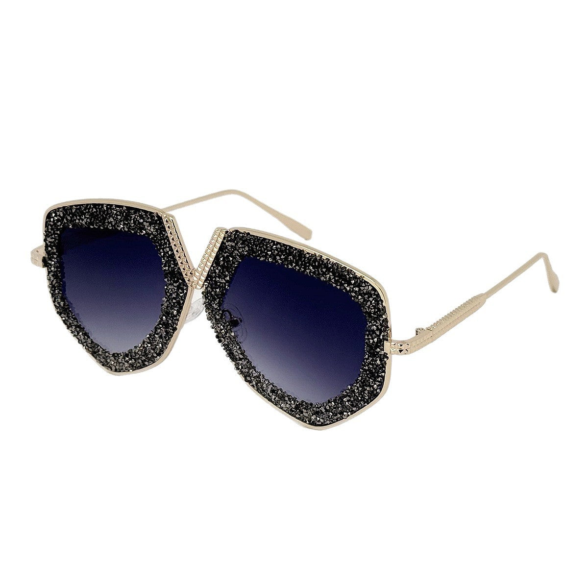 Damen modische Sonnenbrille mit glitzerndem Rahmen und eleganter Form Karnz