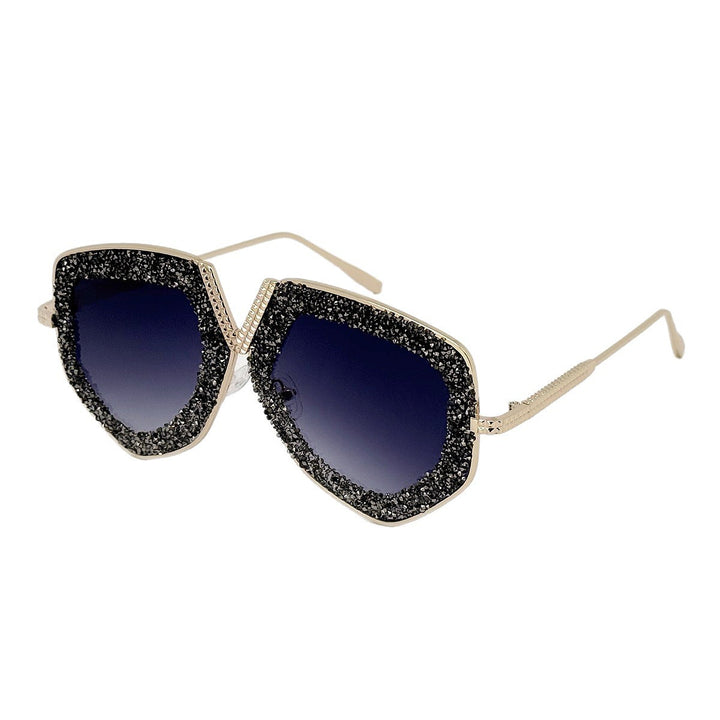 Damen modische Sonnenbrille mit glitzerndem Rahmen und eleganter Form Karnz