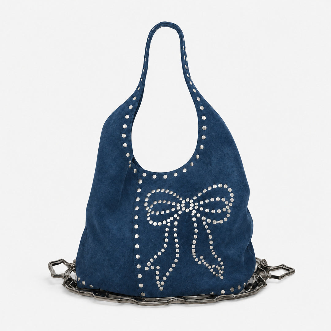 Dekorative Nieten Wildleder Hobo Tasche