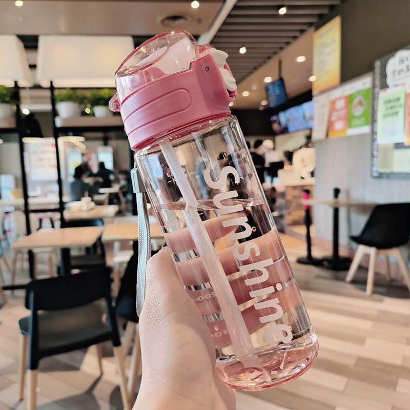 Damen transparente Trinkflasche mit ergonomischem Deckel Karnz