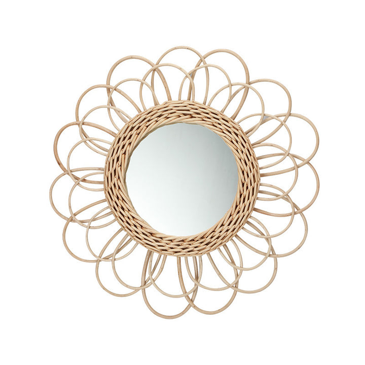 Verspielter Wandspiegel Aus Rattan Karnz