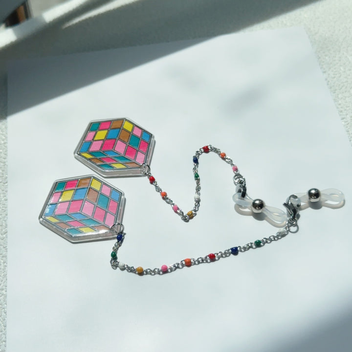 Bunte Rubik's Cube Ohrhänger Karnz