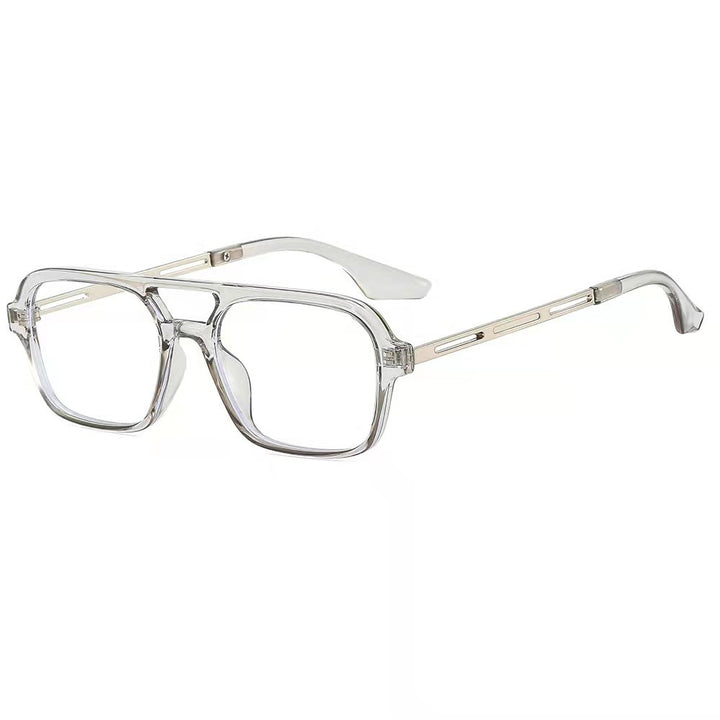 Damen Designer-Sonnenbrille mit elegantem transparentem Rahmen und gelben Gläsern Karnz
