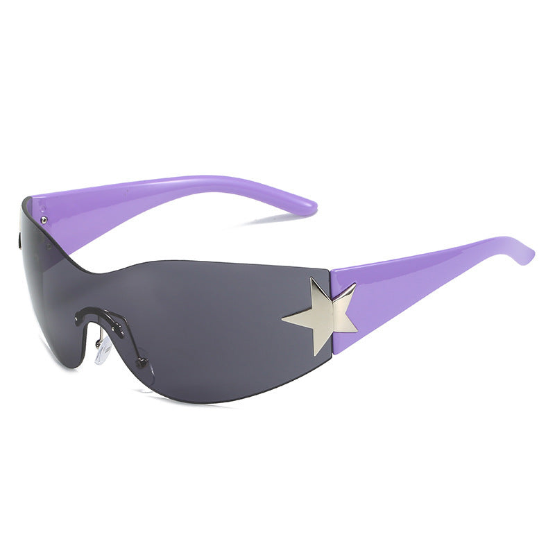 Modebewusste Shield-Sonnenbrille mit Sternakzent Karnz