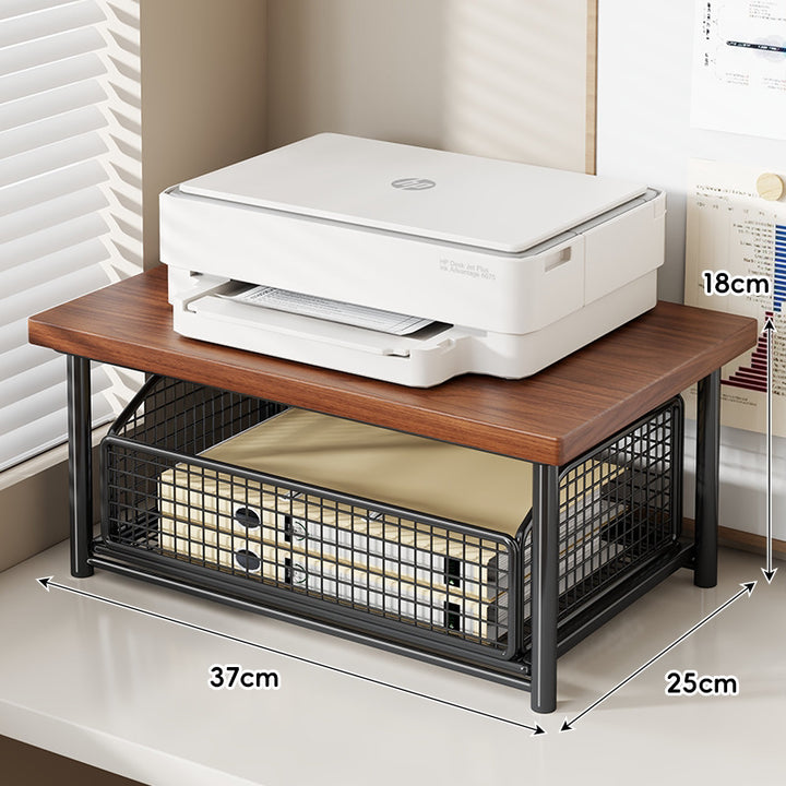 Desktop-Drucker- und Büromöbel-Riser mit Holzoberfläche und schiebbarer Netzschublade