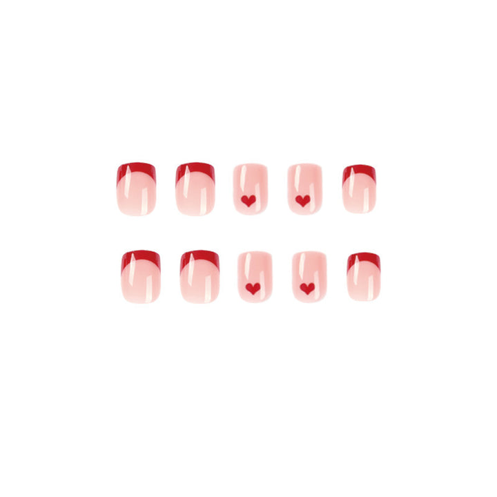 Künstlerisches Herzdesign Press-On Nagelset Karnz