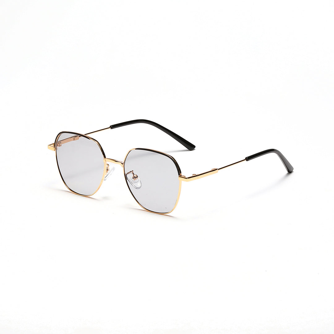 Damen modische Sonnenbrille mit schmalem Metallrahmen und blauen Gläsern Karnz