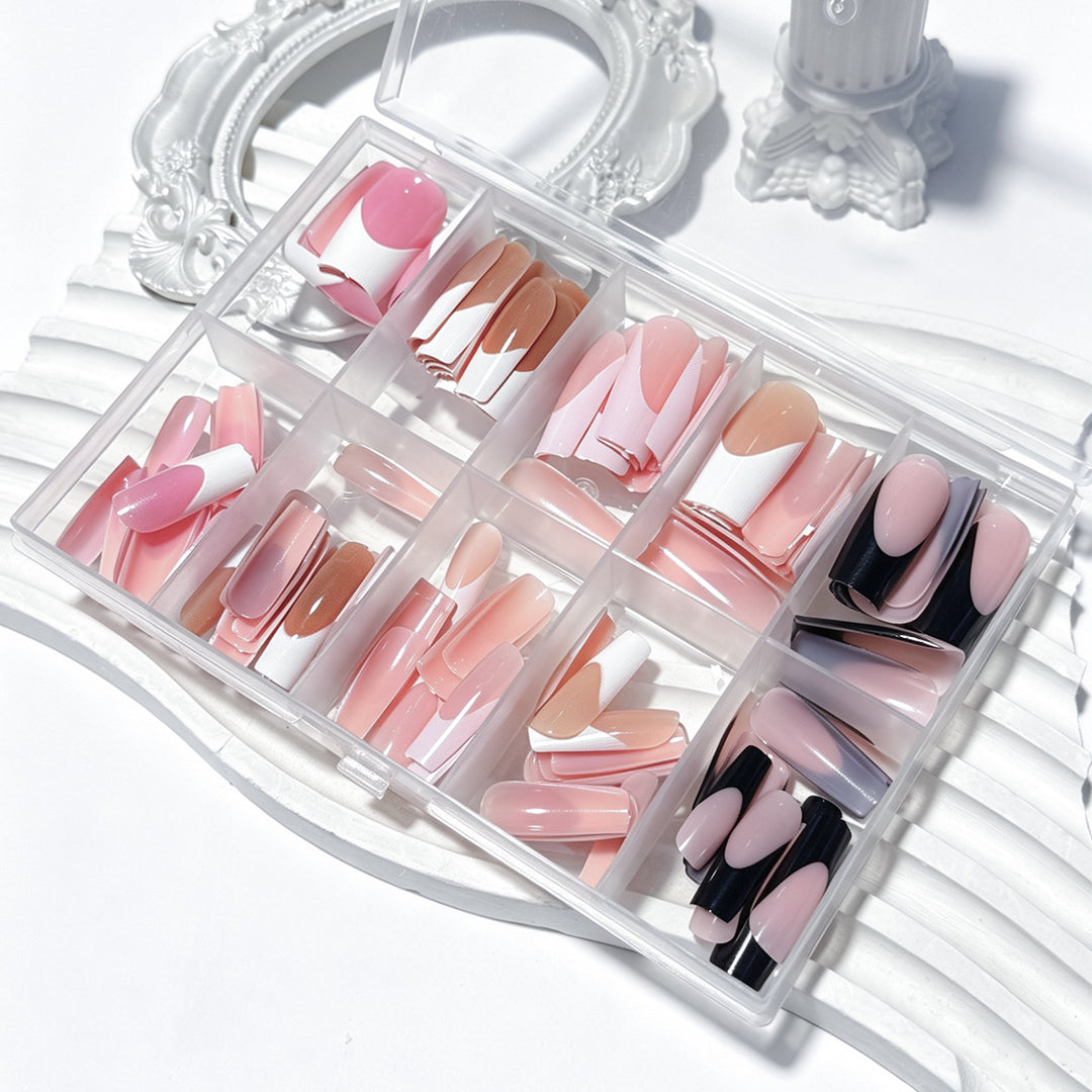 Gradient Französische Spitze Press-On Nagelset Karnz