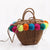 Damen Strandtasche mit bunten Pompons Karnz