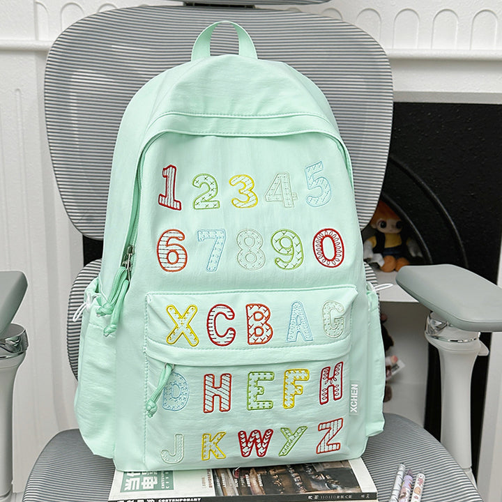 Verspielter Alphabet Bestickter Rucksack