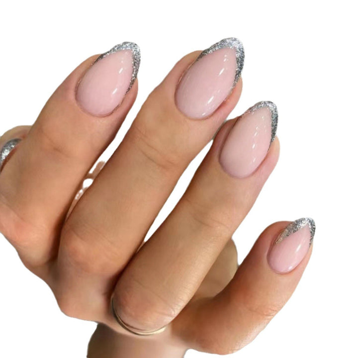 Elegante französische Spitzen-Glitzer-Nagelverlängerungen Karnz