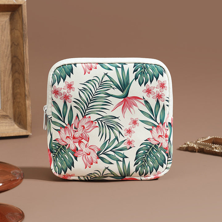 Blumenmuster Reißverschluss-Make-up-Tasche