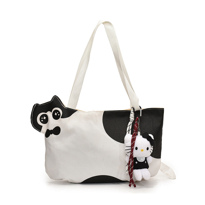 Verspielt Katzenmotiv Schultertasche
