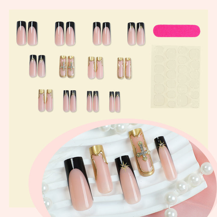 Elegantes strukturiertes Press-On-Nail-Art-Set Karnz