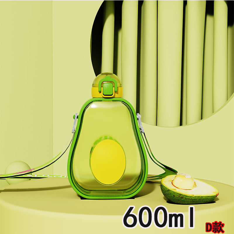 Damen Avocado Trinkflasche mit auslaufsicherem Verschluss und integriertem Tragegurt Karnz