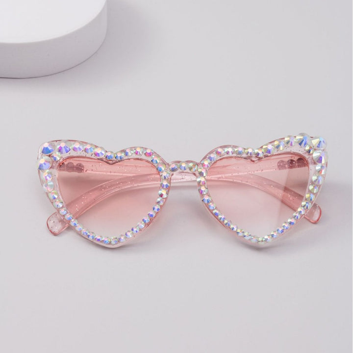 Damen Herzförmige Glitzer-Sonnenbrille Karnz