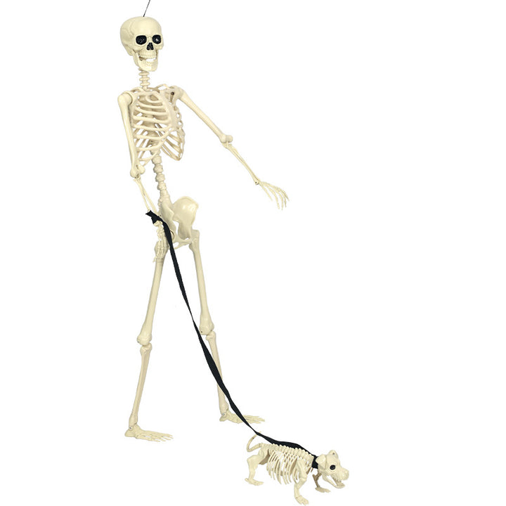 Dekoratives Skelett Hund und Mensch Figurenset Karnz