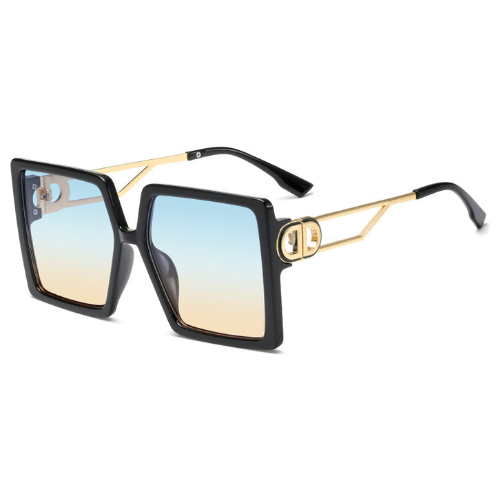Damen oversized quadratische Sonnenbrille mit elegantem Metallgestell und polarisierenden Gläsern Karnz