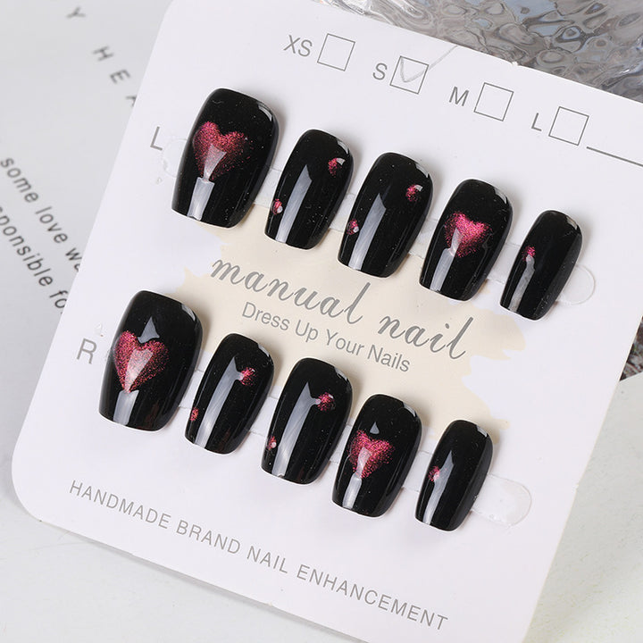 Herz Muster Druck-on-Nagelset Karnz