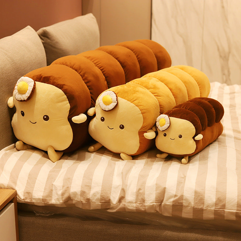 Kawaii Toast-förmiges Plüsch-Dekokissen mit Ei-Applikation Karnz