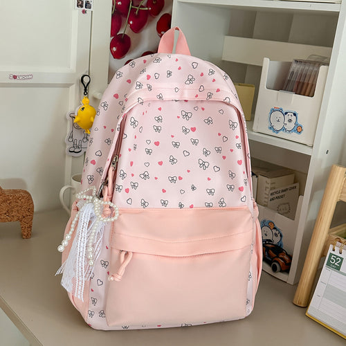 Verspielt Herz- und Schleifenmuster Rucksack