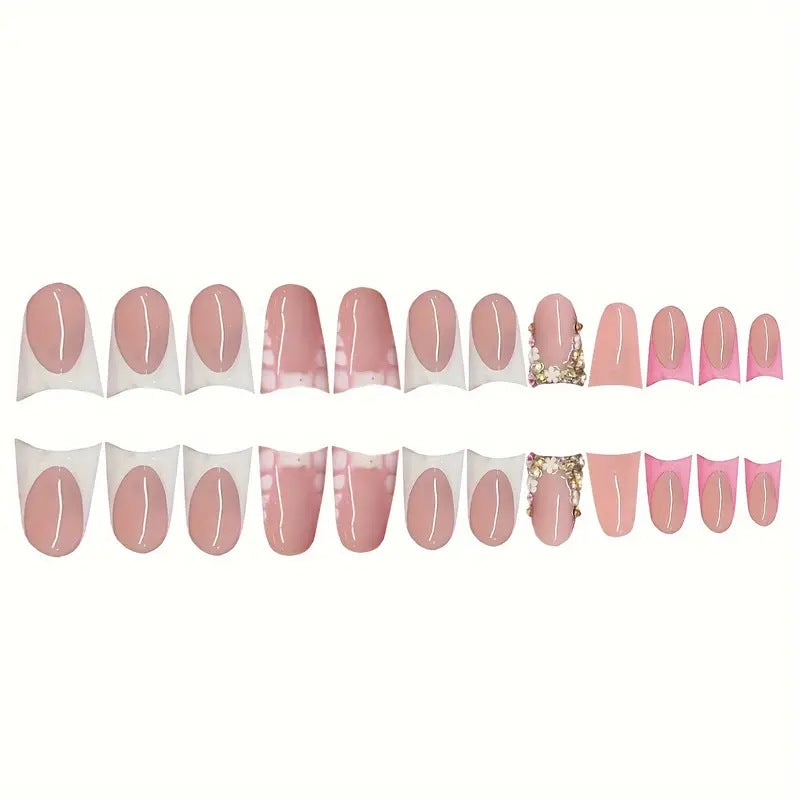 Glamorous 3D Crystal-Akzent Presse-auf Nagel Set Karnz